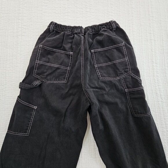 Aeropostale Carpenter Wide Leg Baggy Pants Women's Small Black Elastic Waist EUC - Picture 3 of 14